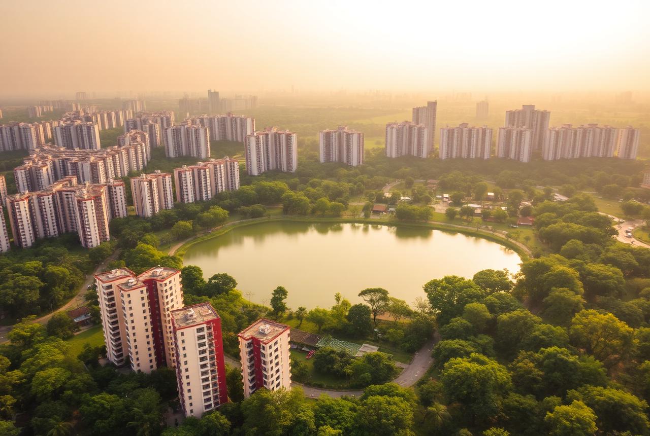 Aerial view of Dhaka's residential skyline